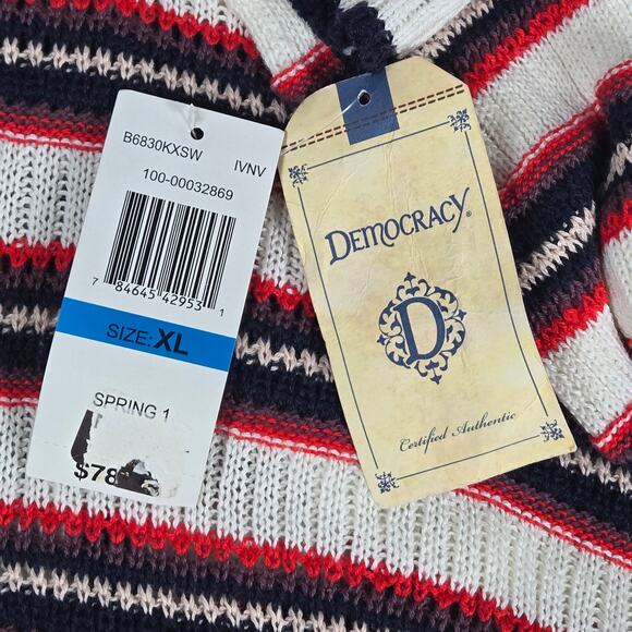 Democracy Striped Long‎ Sleeve Layered Look Sweater XL NWT - Picture 6 of 9